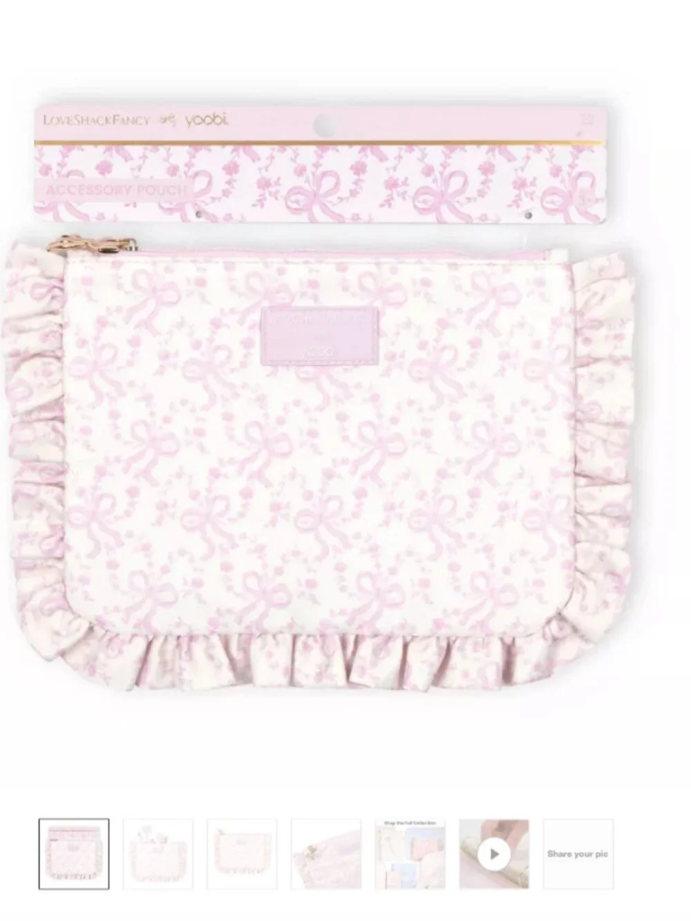 LoveShackFancy x Target - Yoobi Coquette Bow Flat Zip Pencil Case with Ruffles